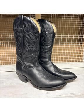 Vintage Boulet Canada Cowboy Boots Men's Size 8 EE Black Leather